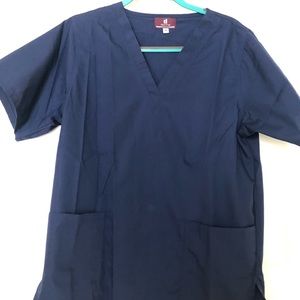 Navy blue medium scrub top